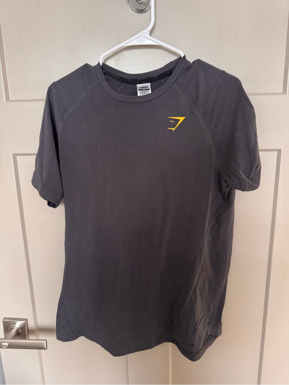 Gymshark Dark Gray Tee with Small Yellow Accent